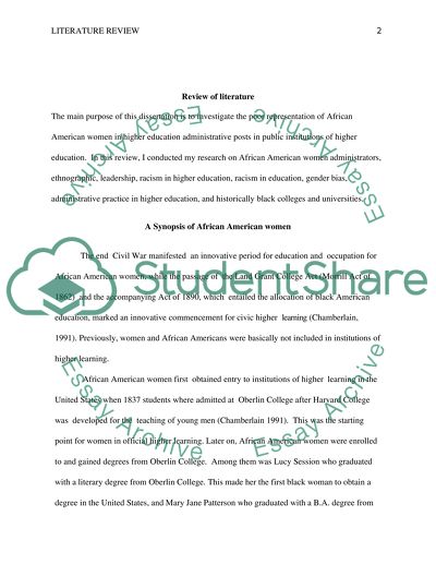 Underrepresentation of african americn women in higher education administrative positions