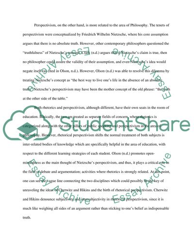 Rhetorical Perspectivism in Education