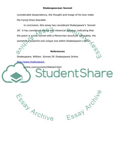 Sonnet by Shakespeare to Explicate