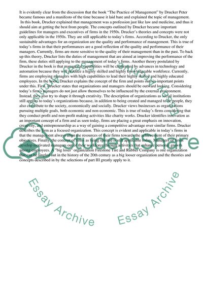 Timeliness of the Concepts and Theories of the Practice of Management by Drucker Peter