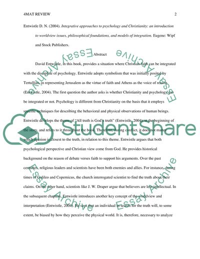 Integrative approaches to psychology and Christianity