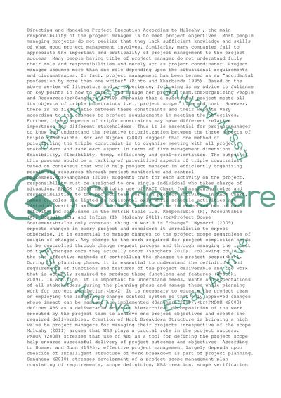 Directing and managing project execution