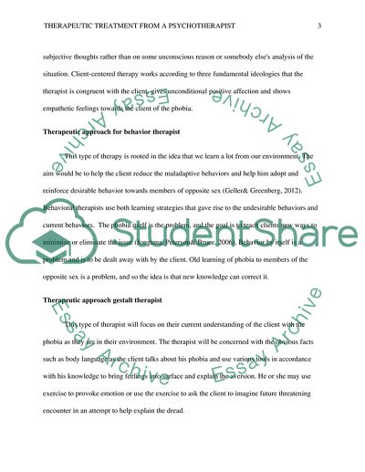 Therapeutic treatment from a Psychotherapist