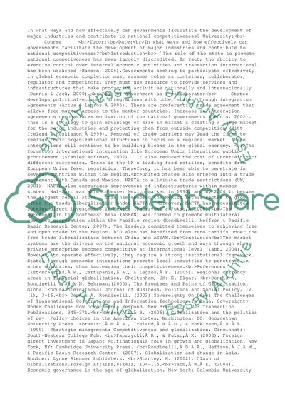 The Role of the State to Promote National Competitiveness