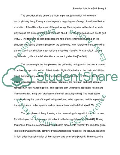 The shoulder joint in a golf swing: A review of the literature