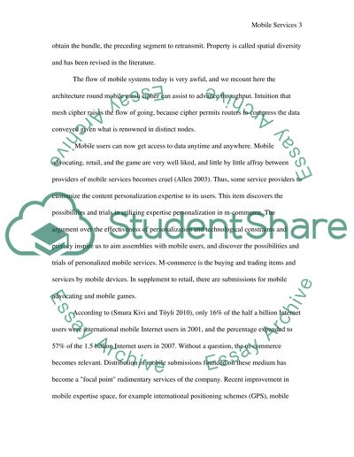 Opportunities and Challenges in Mobile Services