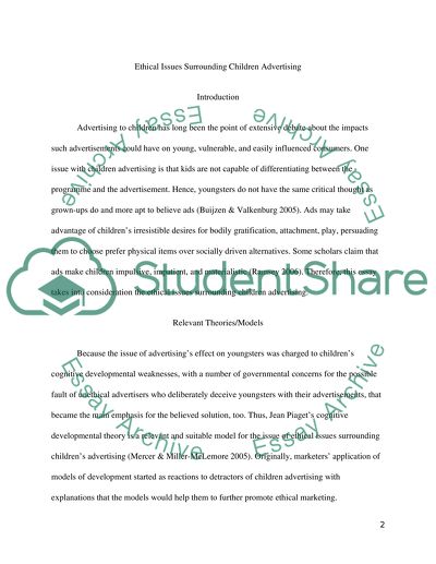 Ethical Issues Surrounding Children Advertising