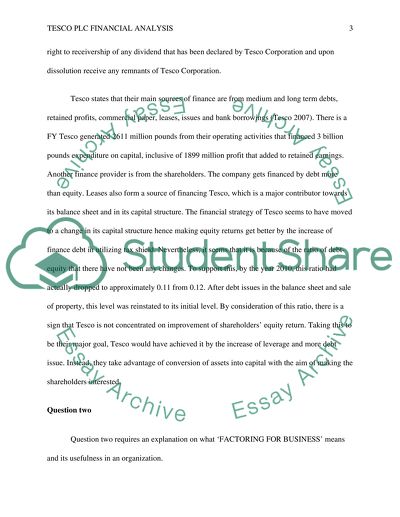 The Identification of Tescos Capital Structure