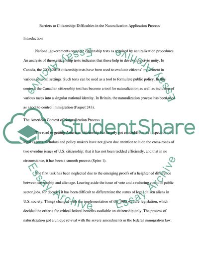 Barriers to Citizenship: the Naturalization Application Process