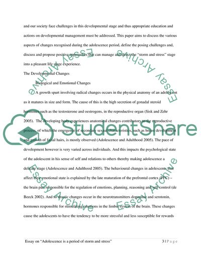 Adolescence as a Period of Storm and Stress