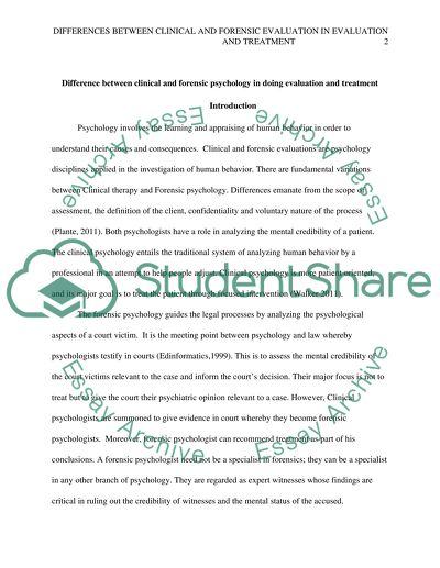 Difference between Clinical and Forensic Psychology
