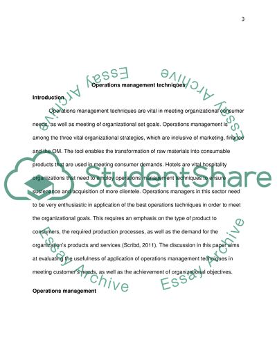 Operations management techniques