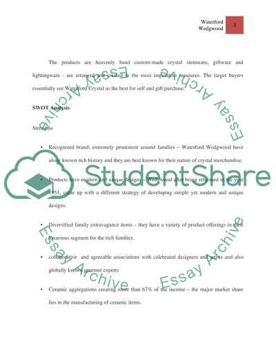 SWOT Analysis of Waterford Wedgwood