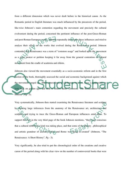 On Paul Johnsons view of the Renaissance