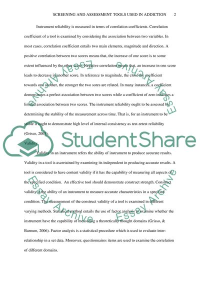 Screening and Assessment Tools Used In Addiction