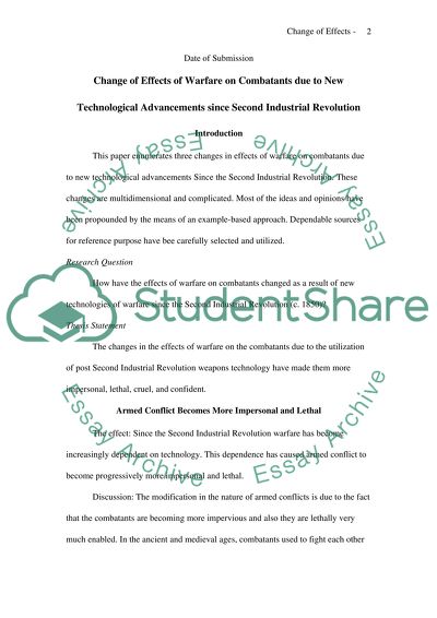 Change of Effects of Warfare on Combatants due to New Technological Advancements