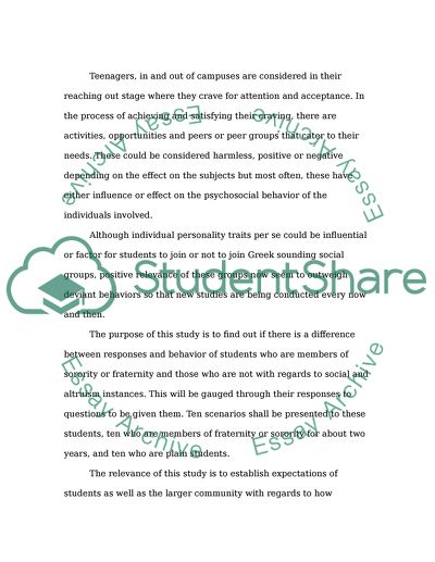 Prosocial Behaviors and Fraternities