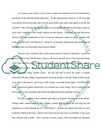 Playing Golf Involves the Muscles and Uses the Motor Skills