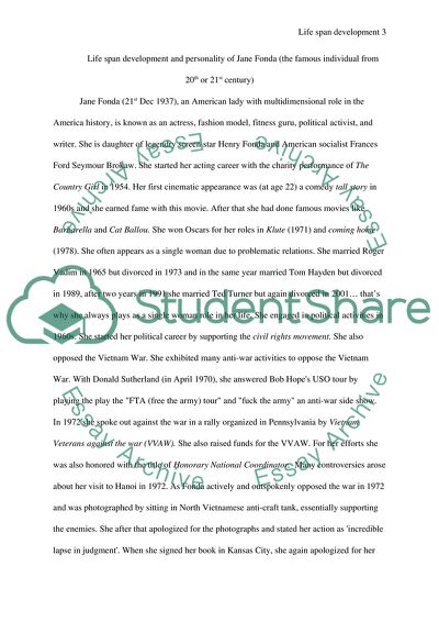 Life Span Development and Personality of Jane Fonda