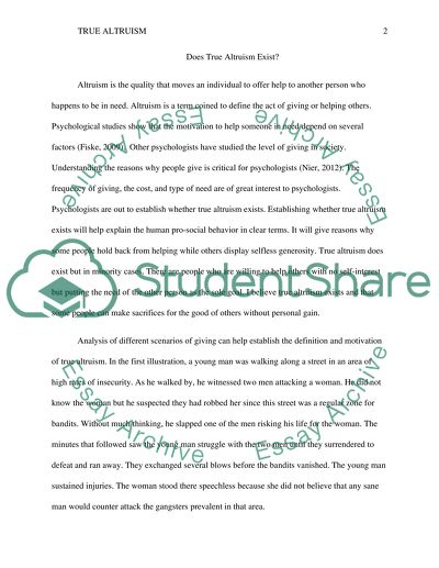 True Altruism Existence