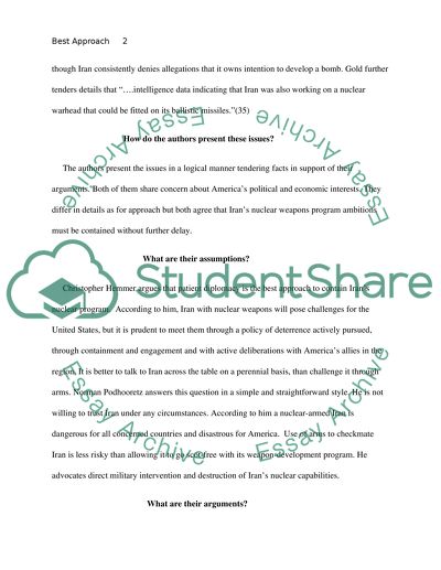 Best Approach to a Nuclear Iran