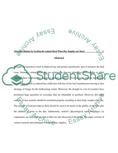 Alternate Options for Feeding the Animal Herd
