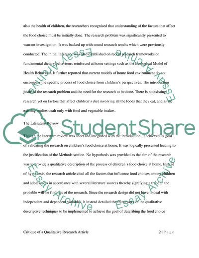 Childrens Food Choice Process in the Home Environment