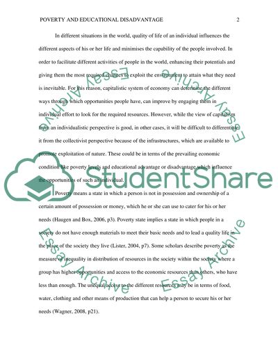 Poverty and Educational Disadvantage