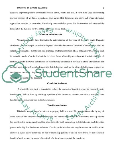 Taxation in Estate Planning