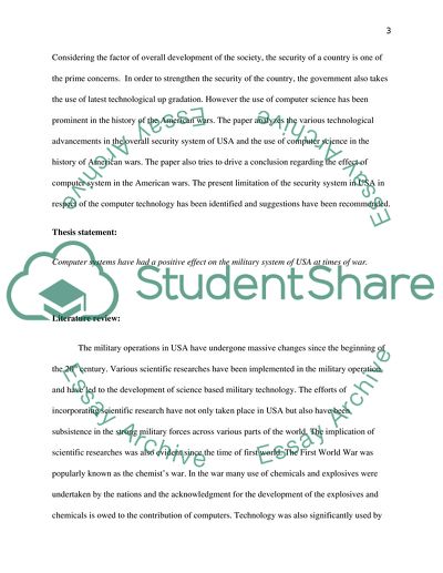 The Effects of Computer Science on the History of our Nations Wars