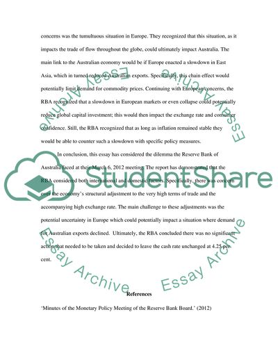 Dilemma currently faced by the RBA