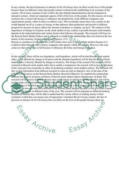 Effect of Oil Price on Kuwait Stock Market Index