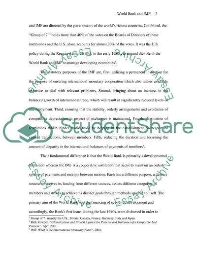 International Monetary Fund and World Bank