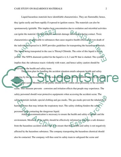 Chemistry of Hazardous Materials Case Study
