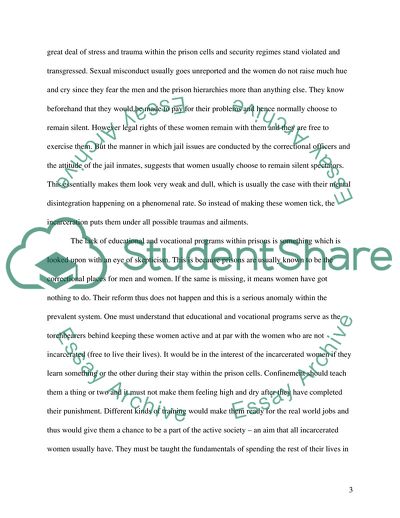 Issues in the Incarceration of Women