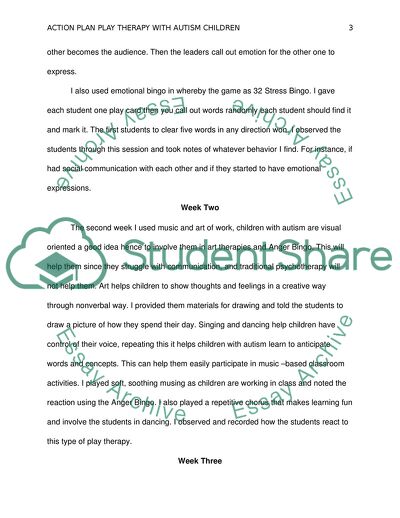 Action Plan Play Therapy with Autism Children