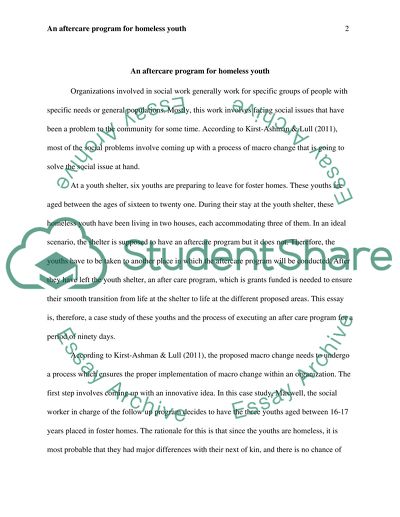 An aftercare program for the homeless youth