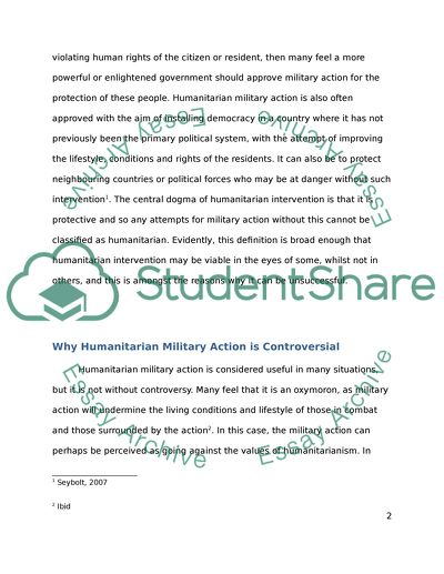 Success or Failure of Humanitarian Military Action