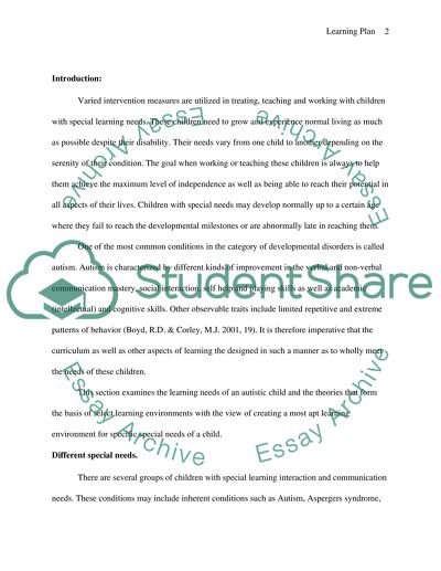 Learning Plan for Autistic Children