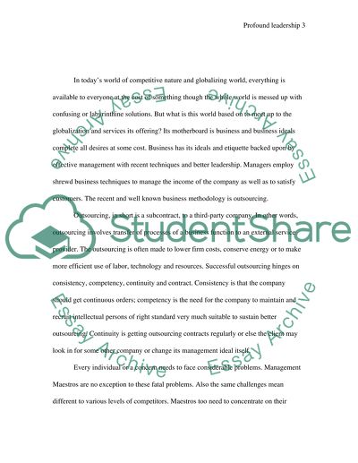 The importance of profound leadership & organization management in these outsourcing transitioning times