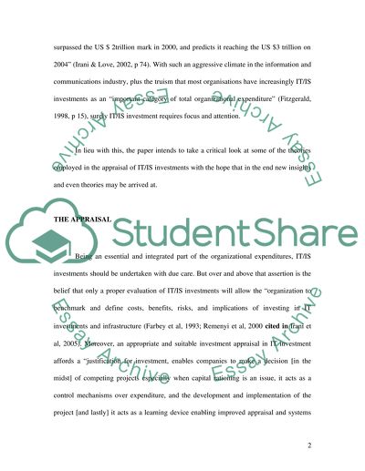 Evaluation Process: Investment Appraisal Process