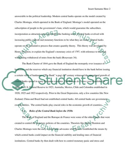 Key Roles of the Central Bank