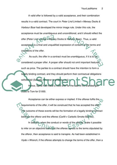 Offer and Acceptance