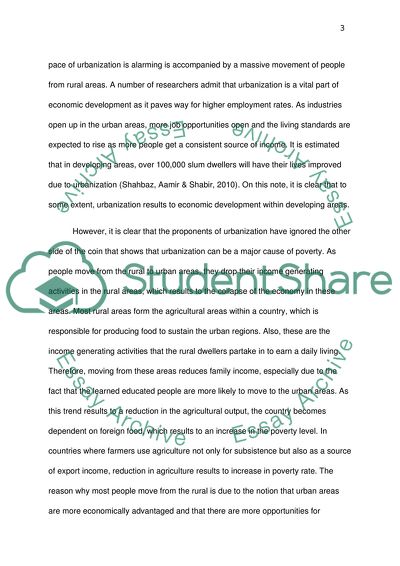 Poverty Due to Urbanization