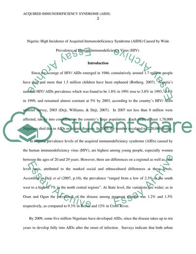 Nigeria: High Incidence of Acquired Immunodeficiency Syndrome Caused by Wide Prevalence of HIV