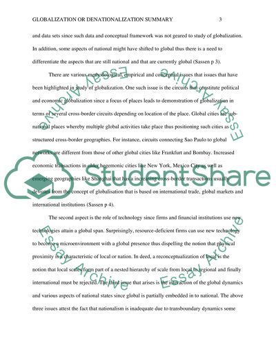 Globalization or denationalization summary