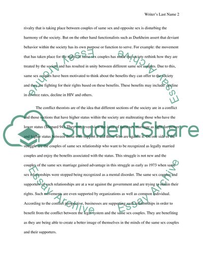 Same Sex Marriages and Sociological Perspectives