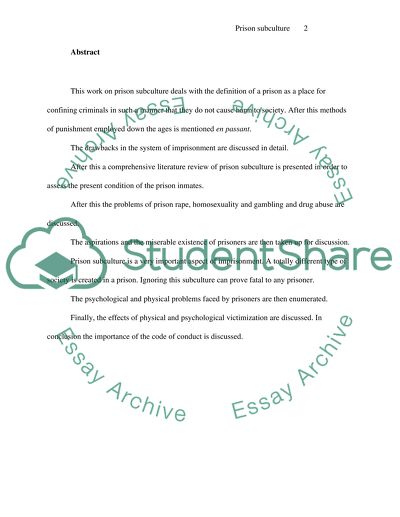 Prison Subculture - Conduct, Roles, Behavioral Expectations