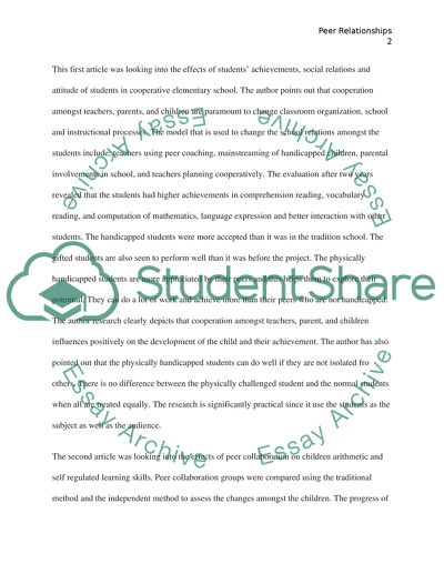 Peer Relationships in Child Development