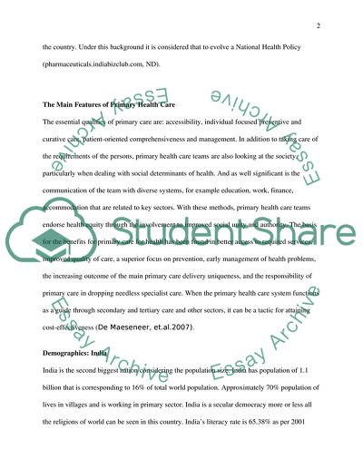 Comprehensive Primary Health Care Approach: Case of India